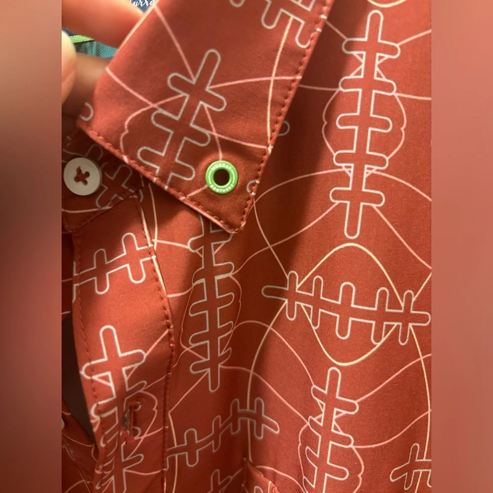 William Murray Men's Geometric Short Sleeve Button Down Golf Shirt XL Football - Picture 8 of 10